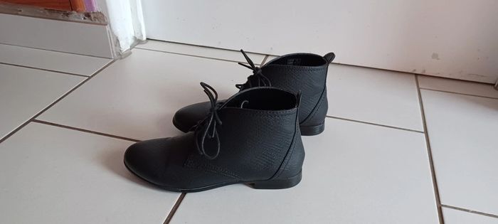 Bottines noires femme, motif effet serpent, taille 38 - photo numéro 8