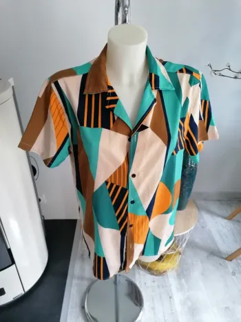 Chemise manches courtes colorée shein S