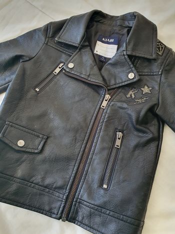 Veste rock en simili cuir noir fille taille 6 ans