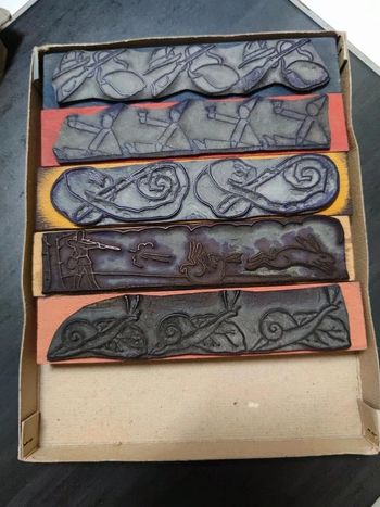 Lot de 5 tampons d'école anciens + boite pierron