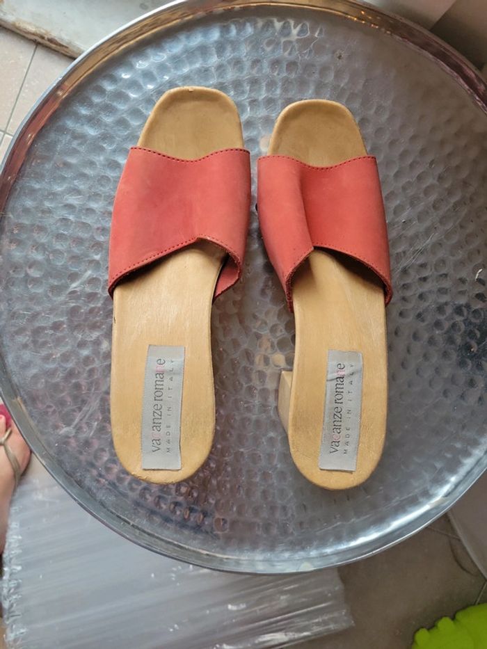Mules talon imitation bois