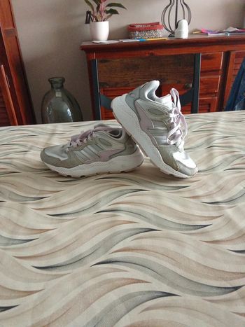 Basket fille/femme Adidas Cloudfiam grise et parme 35,5