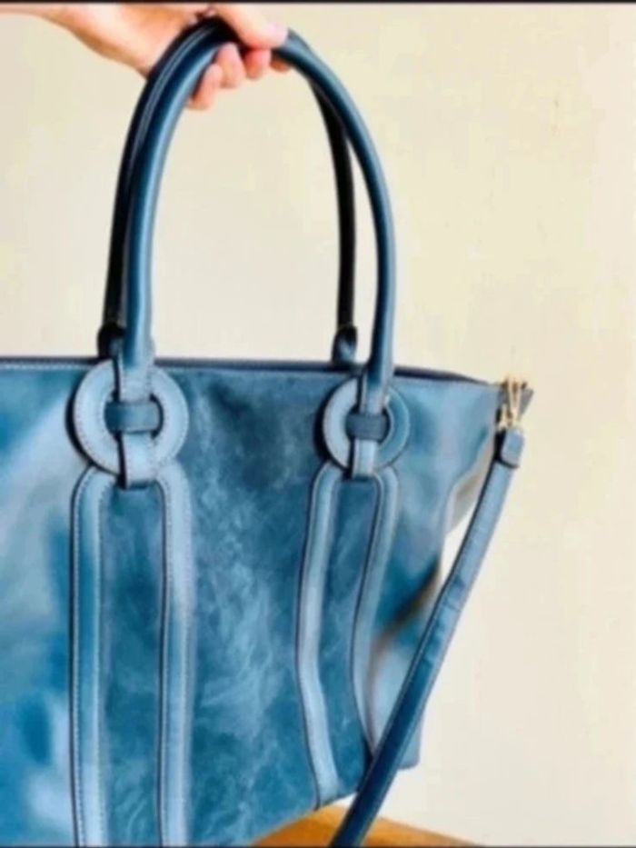 Sublime sac à main bleu turquoise canard avec poignée et bandoulière - photo numéro 3