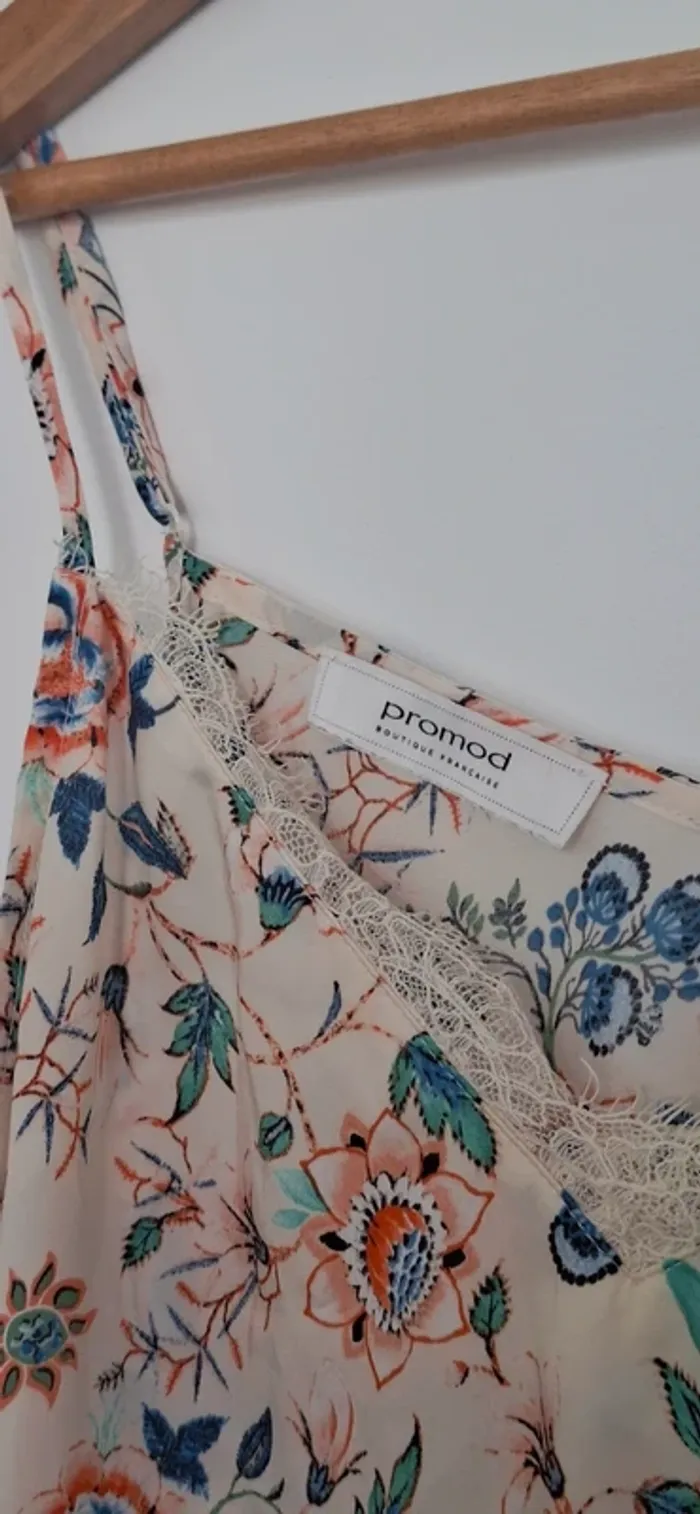 Caraco bohème chic à imprimé floral – dentelle délicate - photo numéro 4