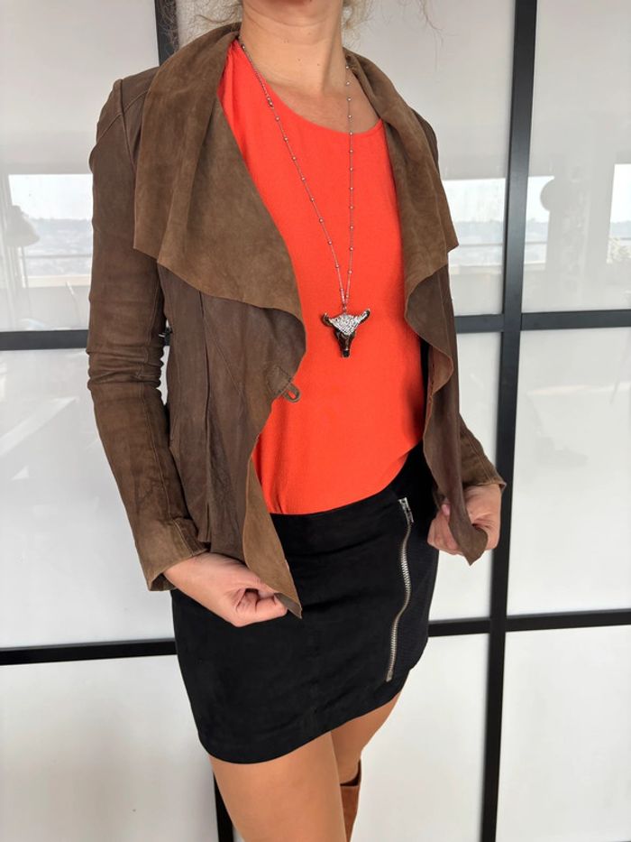 Superbe veste en cuir daim Maje 38 - photo numéro 4