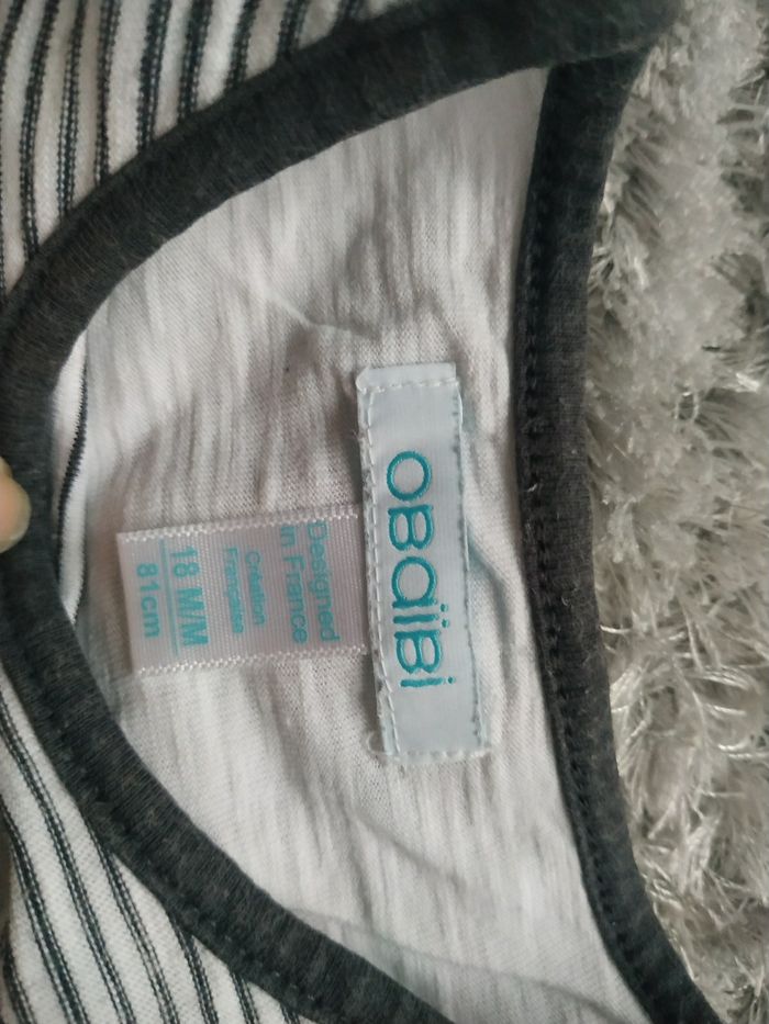 T-shirt manches courtes blanc rayé noir 18 mois - photo numéro 2