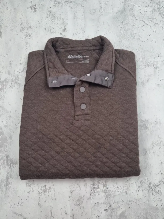 Sweat 1/4 boutons Eddie Bauer marron – Taille L Hommes - photo numéro 2