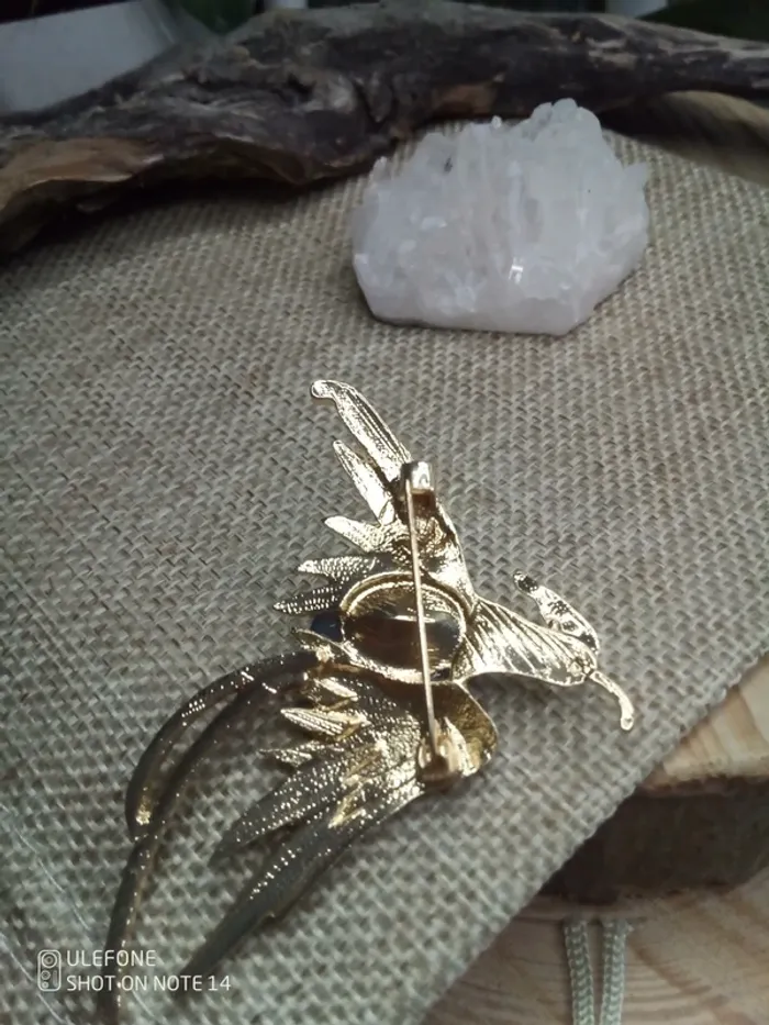 Broche oiseau phoenix avec pierre naturelle d'agate violette - photo numéro 3