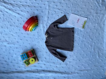 teeshirt manches longues violet gris 3 mois grain de blé