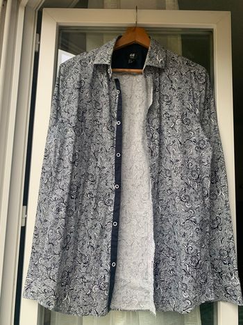 Chemise H&M motif gris bleu