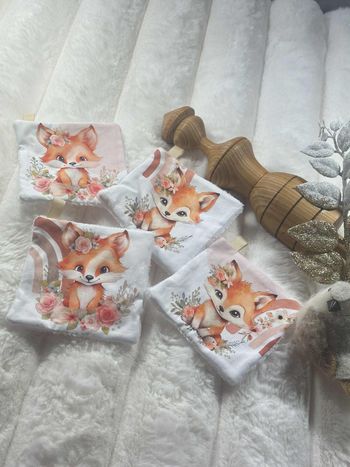 Lot de 4 lingettes lavables bambou renard bohème