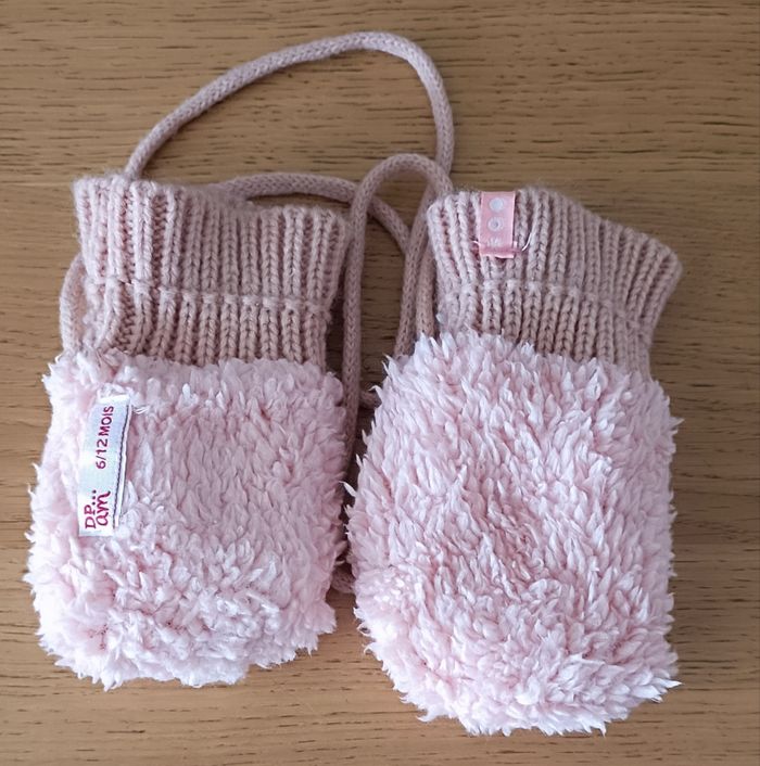 Gants moufles DPAM 6/12 mois en laine doublés polaire - photo numéro 3