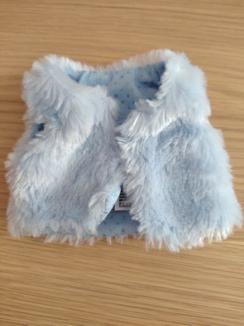 Gilet bleu fausse fourrure