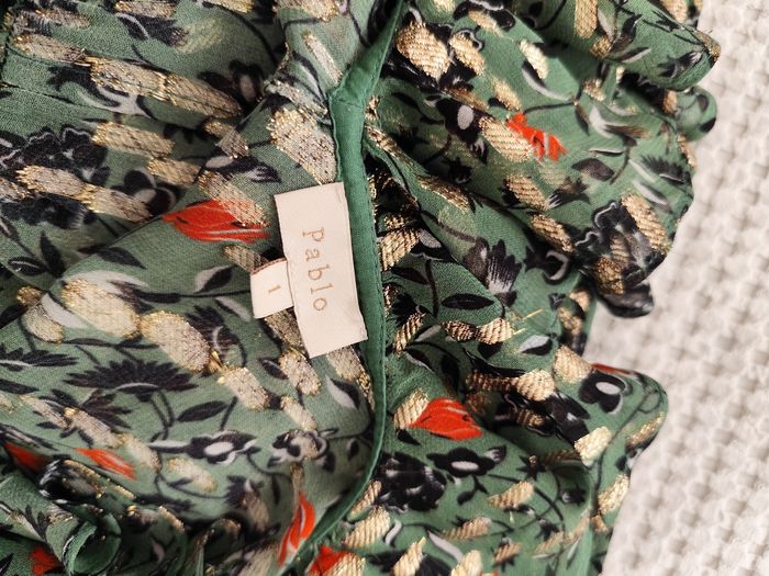Robe neuve Gérard Darel taille 1 verte et dorée printemps été - photo numéro 7