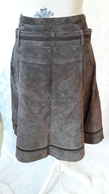 Faby27800 Jupe femme "Promod" en cuir marron, T 38