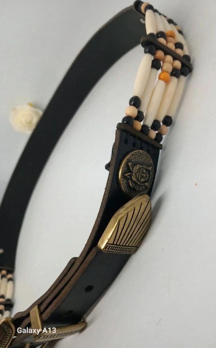 Ceinture amérindienne en cuir 95 cm - photo numéro 2