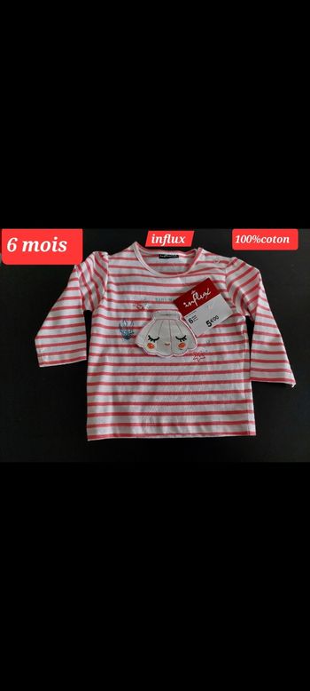Haut influx motif coquillage fille 6mois 