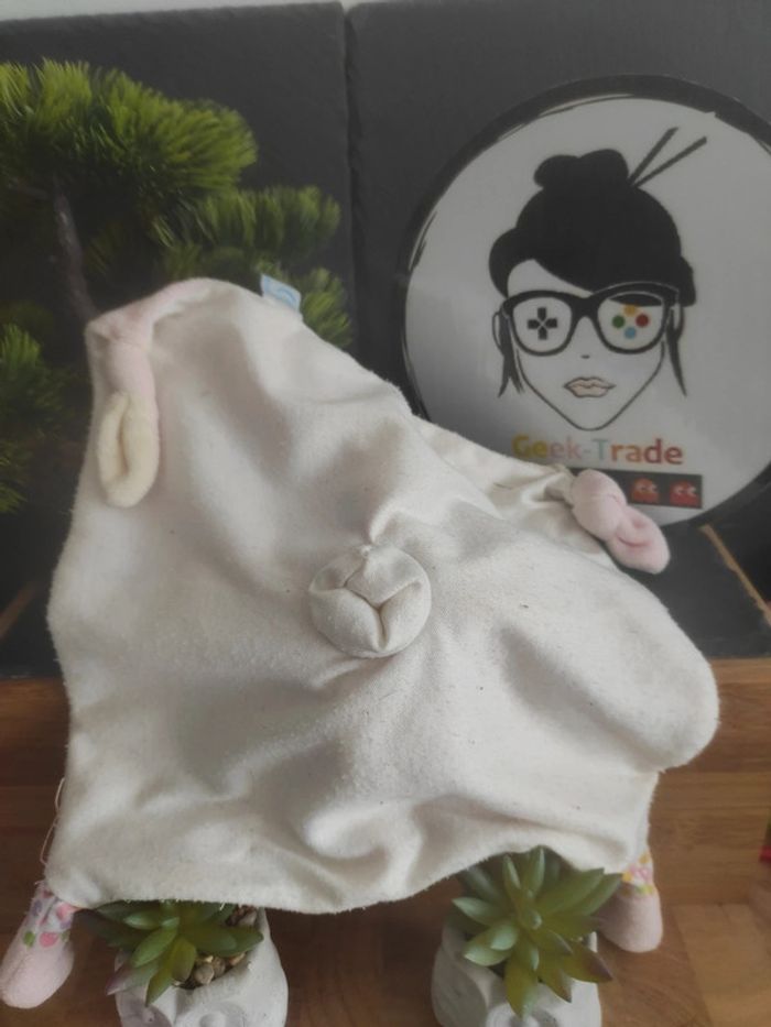 Doudou Knuffel Souris Gris Gipsy Bonnet Nuit Rose Mouchoir Plat #geektradedoudou - photo numéro 2