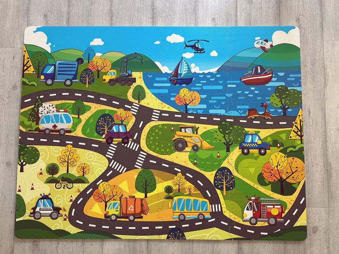 Tapis puzzle mousse circuit véhicule route 122x92