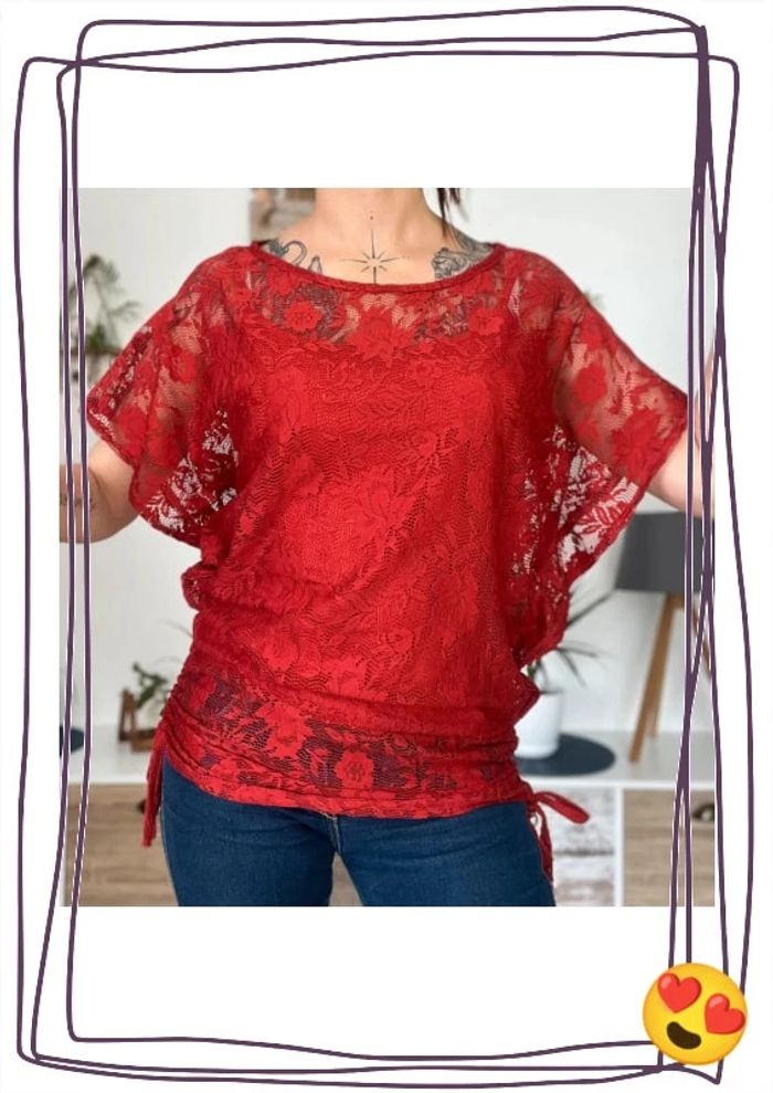 Blouse dentelle manches courtes taille 1 - Mado et les autres - photo numéro 2