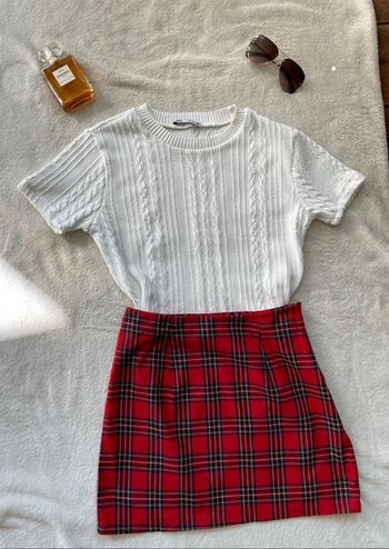 Mini jupe trapèze a carreaux tartan.