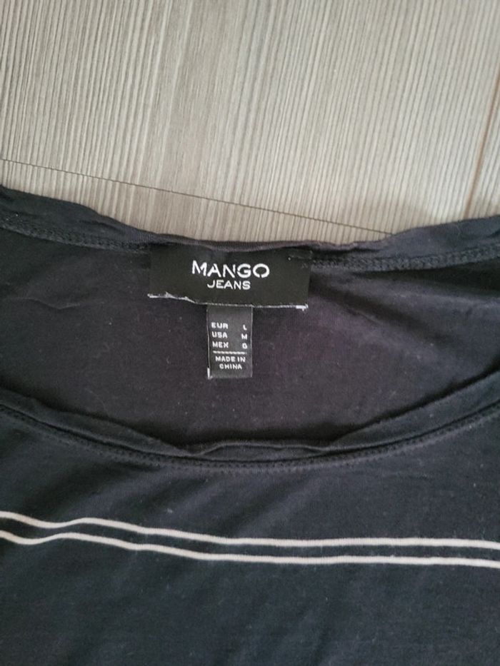 Tee shirt fin noir mango T L - photo numéro 3