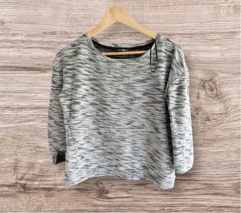 Pull col rond manches 3/4 gris noir bonobo taille 36 S