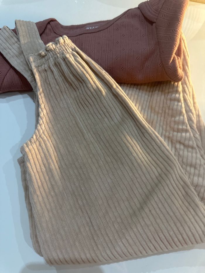 Ensemble salopette velours et body chaud manche longues - photo numéro 3