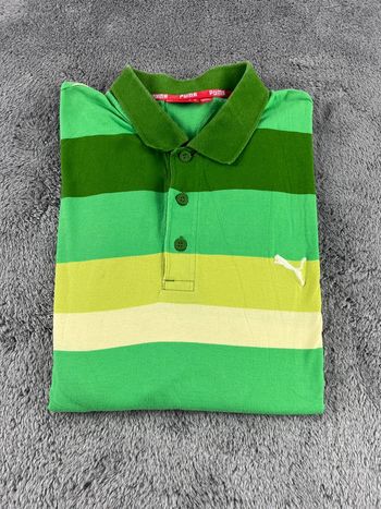 Polo rayé Puma vert et jaune – Taille XXL