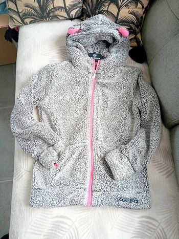 Gilet Polaire 12 ans Gris et rose fluo Aulp +.