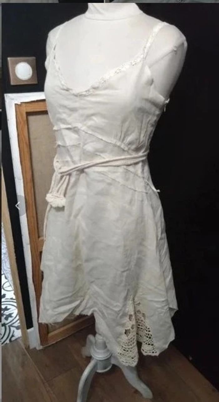 Robe été en lin beige Carling t 38 - photo numéro 2