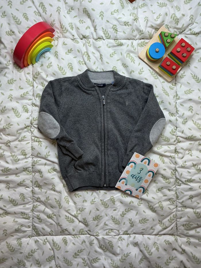 gilet zippé gris okaidi 3 ans