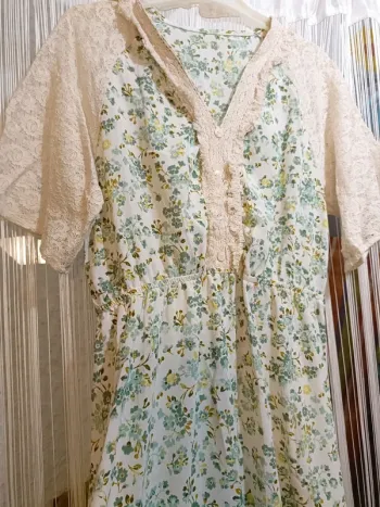 Robe verte été a dentelles