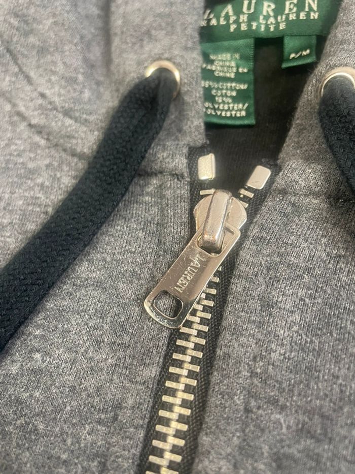 Veste capuche zip femme ralph lauren taille M gris - photo numéro 5