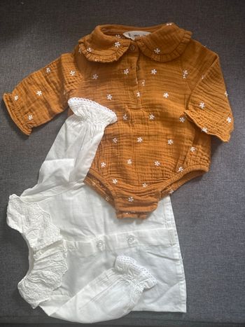 Ensemble bébé fille Mango – Body + pantalon – 3 mois – Très bon état