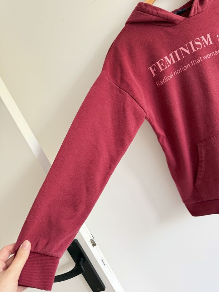 Sweat-shirt à capuche bordeaux kiabi taille 34 XS - photo numéro 2