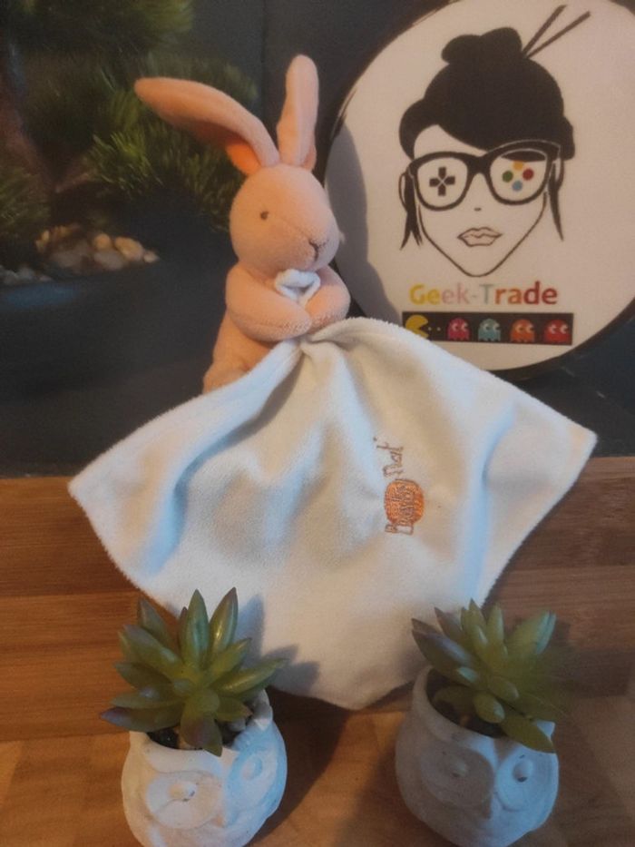 Doudou Lapin Orange Baby Nat' Dc956 Lapin Pm Plat Mouchoir #geektradedoudou