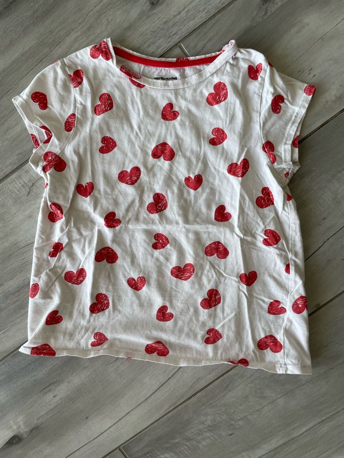 Tee-Shirt T 10 ans Vert Baudet blanc avec cœurs rouges - photo numéro 4