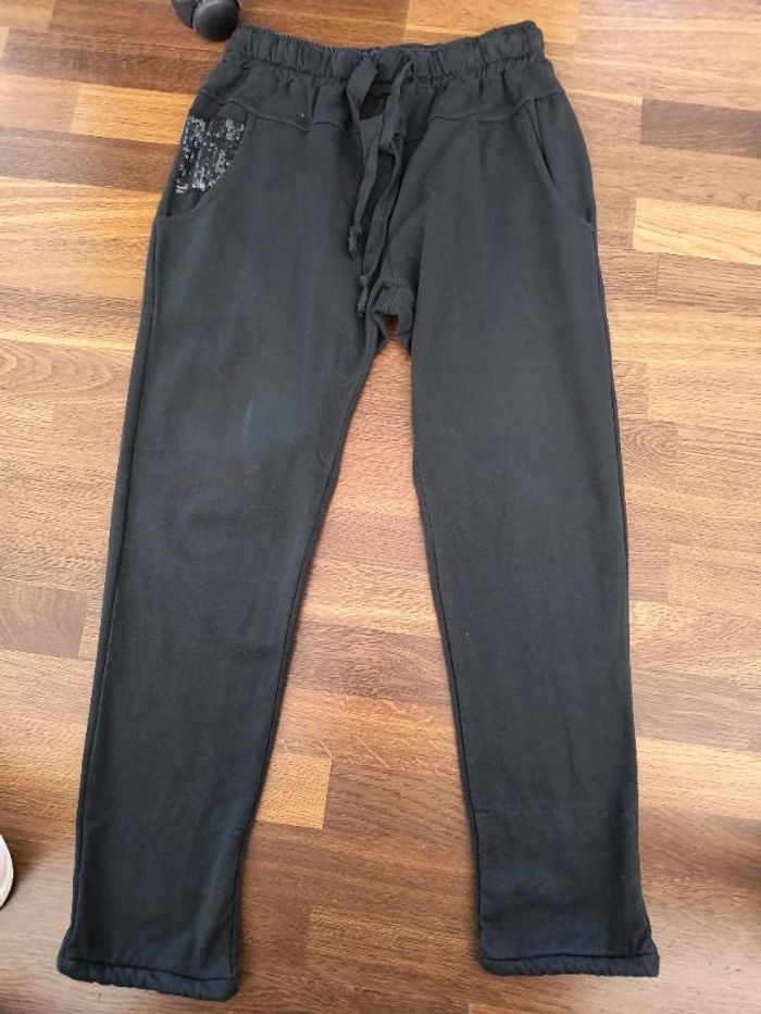 Pantalon noir femme sequins