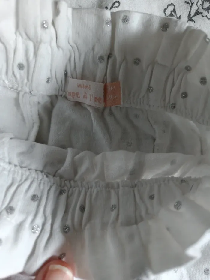 Pantalon blanc à pois argentés tape à l'oeil 59cm - photo numéro 2