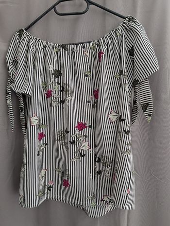 Blouse épaules dénudées à rayures 36