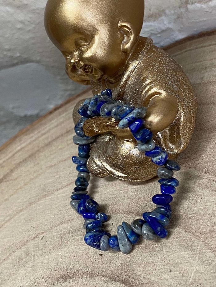 Bracelet chips de lapis lazuli 17 cm , lithothérapie - photo numéro 3