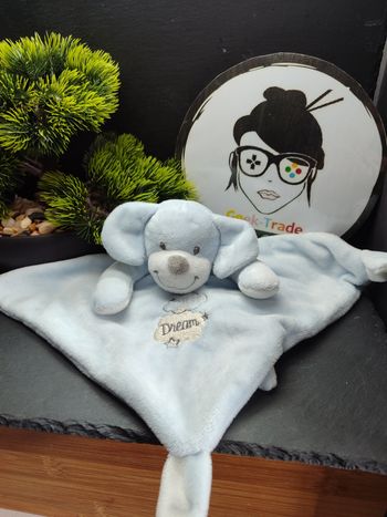 Doudou plat chien bleu Sweet Dream pommette nuage blanc Gris Étoiles  3735