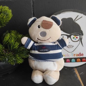 Doudou Peluche St James Pirate Rayure Bleu Marine Blanc Marron #geektradedoudou