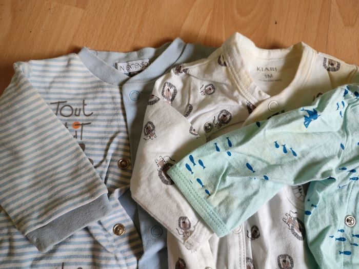 Lot de 6 pyjamas/grenouillères légers en 1M - photo numéro 5
