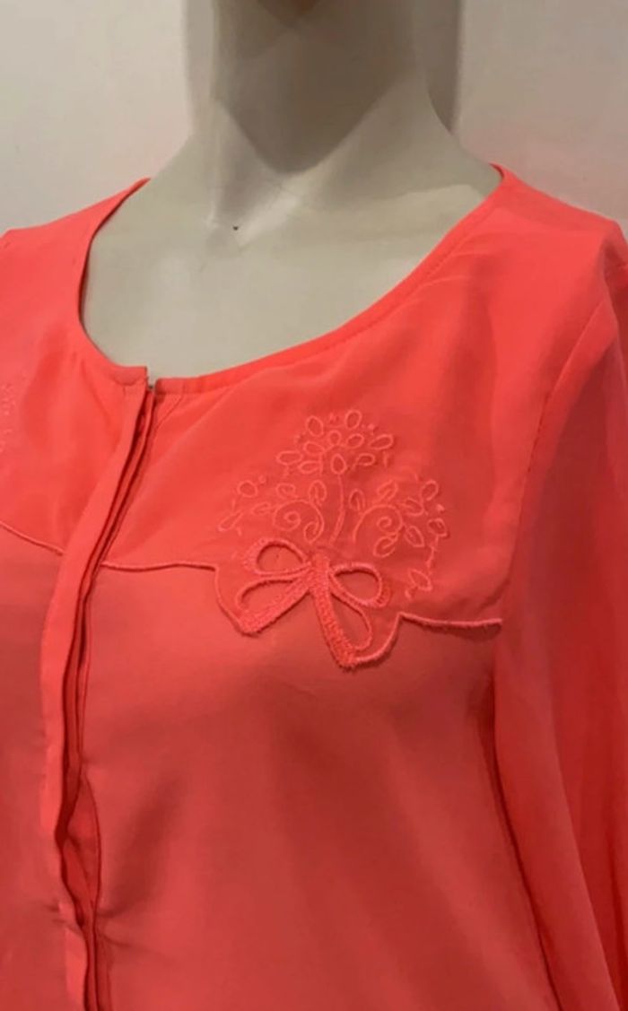 Joli haut fluo effet transparent Color Block taille 38 - photo numéro 2
