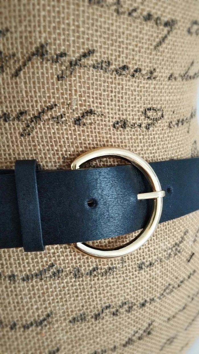 Ceinture noire clous doré effet pierres orange - photo numéro 9