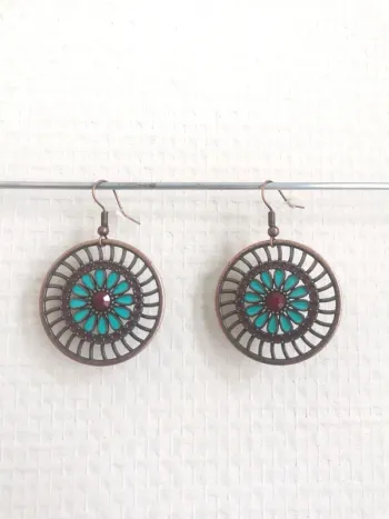 Paire de boucles d'oreilles en alliage motif floral