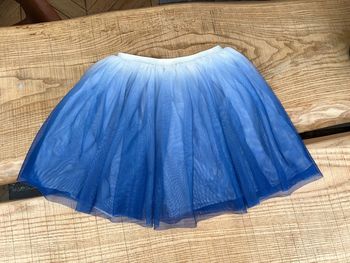 Jupe en voilage bleu blanche tulle été princesse 12 ans okaidi