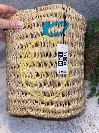 Panier de rangement en feuille de palmier et citron en crochet - BONTON